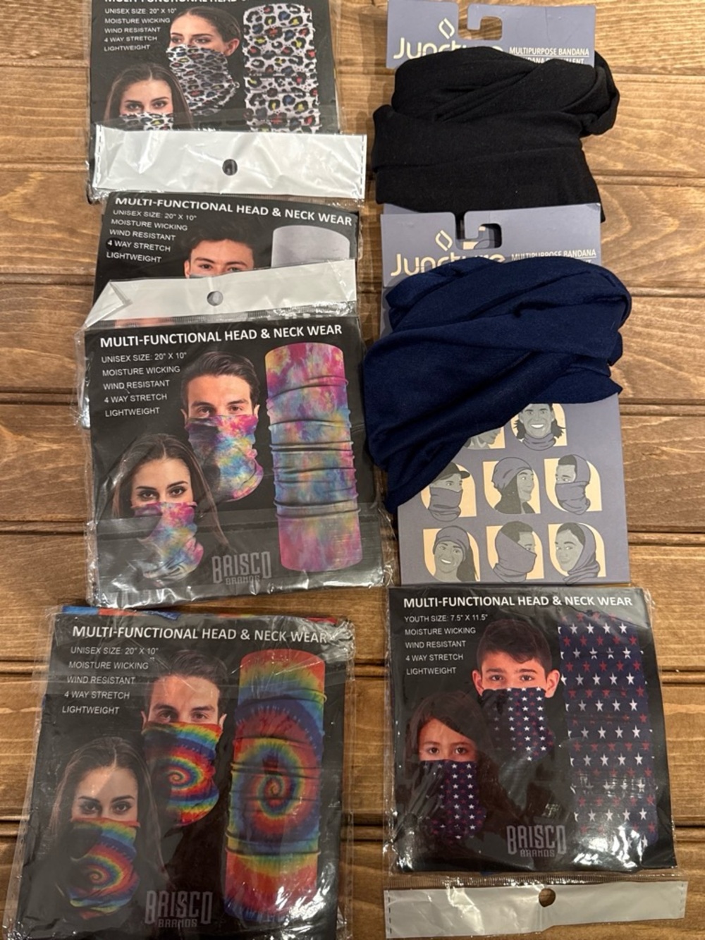 NWT 7- Multi-Functional Head & Neck Wear Face mask - multicolor, bulk